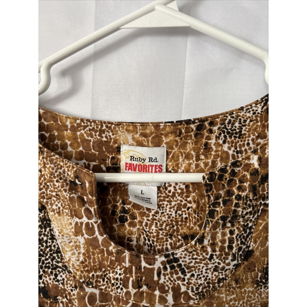 Ruby Rd Lovely Animal Print Top Size Large - Picture 3 of 6